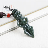 Hetian Green Jade Vajra Pestle Pendant Necklace Amulet