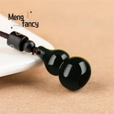 Natural Hetian Ink Jade Gourd Pendant Charms Fine Jewelry