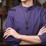 Natural Hetian Ink Jade Gourd Pendant Charms Fine Jewelry