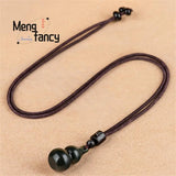 Natural Hetian Ink Jade Gourd Pendant Charms Fine Jewelry