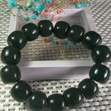 Hetian Jade Bead Bracelet 14/16mm Lucky Exorcise Evil Spirits Amulet