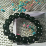Hetian Jade Bead Bracelet 14/16mm Lucky Exorcise Evil Spirits Amulet