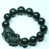 Natural Hetian Jade 16mm Pixiu Bracelet Hand-Carved Amulet