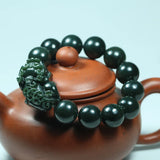 Natural Hetian Jade 16mm Pixiu Bracelet Hand-Carved Amulet