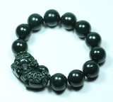 Natural Hetian Jade 16mm Pixiu Bracelet Hand-Carved Amulet