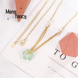 Hetian Jade 925 Silver Flower Collarbone Chain Pendant Necklace
