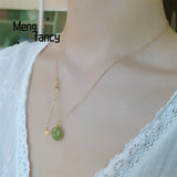 Hetian Jade 925 Silver Peace Buckle Pendant Necklace