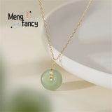 Hetian Jade 925 Silver Peace Buckle Pendant Necklace