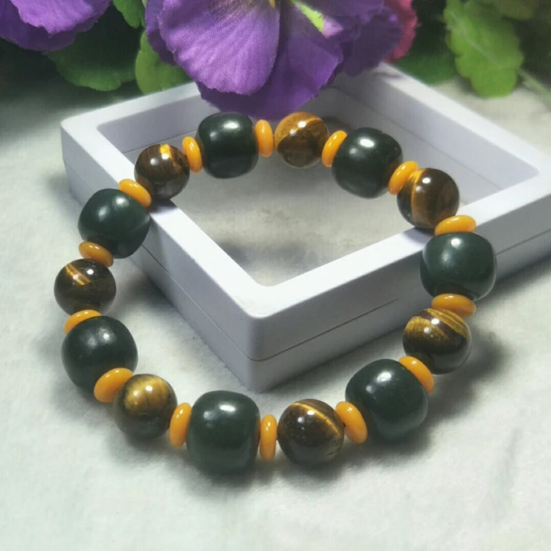 Hetian Jade Abacus Tiger's Eye Beads Bracelet