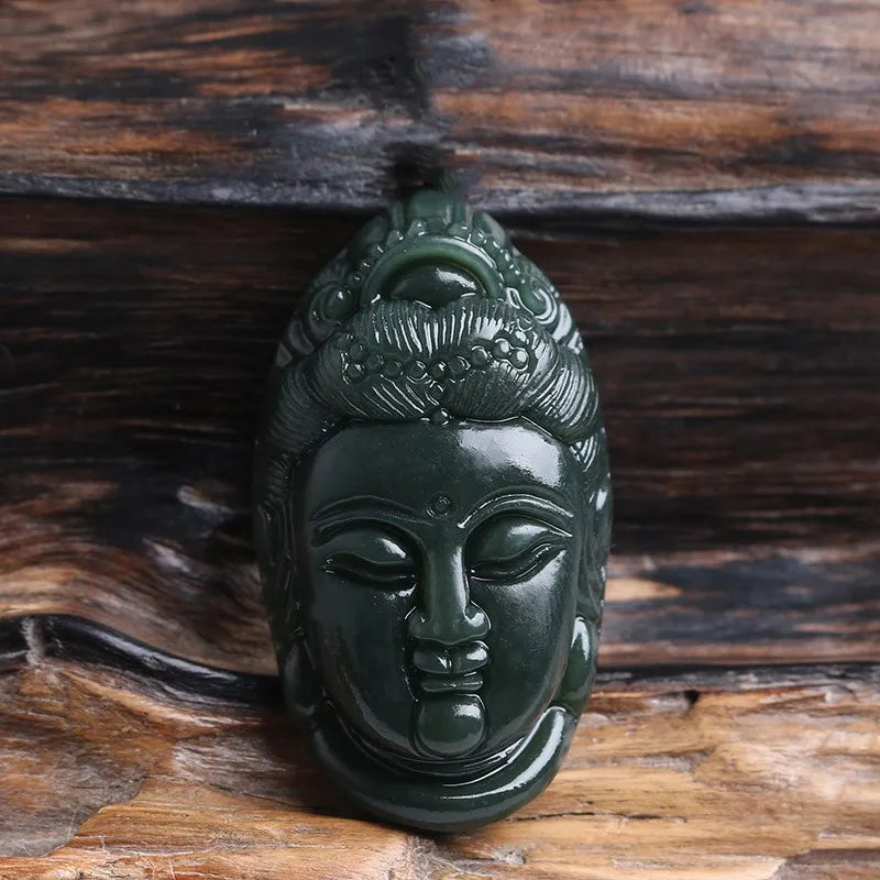 Natural Hetian Jade Avalokitesvara Jade Pendant Jewelry Lucky