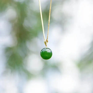 Hetian Jade Ball Pendant Necklace Spinach Green Jade Ornament