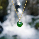 Hetian Jade Ball Pendant Necklace Spinach Green Jade Ornament