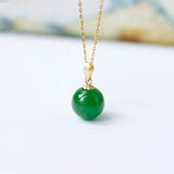 Hetian Jade Ball Pendant Necklace Spinach Green Jade Ornament
