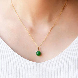 Hetian Jade Ball Pendant Necklace Spinach Green Jade Ornament
