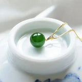 Hetian Jade Ball Pendant Necklace Spinach Green Jade Ornament