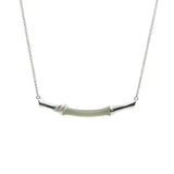 Natural Hetian Jade Bamboo S925 Sterling Silver Pendant Necklace