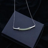 Natural Hetian Jade Bamboo S925 Sterling Silver Pendant Necklace