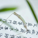 Natural Hetian Jade Bamboo S925 Sterling Silver Pendant Necklace