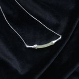 Natural Hetian Jade Bamboo S925 Sterling Silver Pendant Necklace