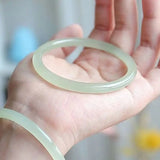 Natural Hetian Jade Bangle Cuff Bracelet Women's Jewelry