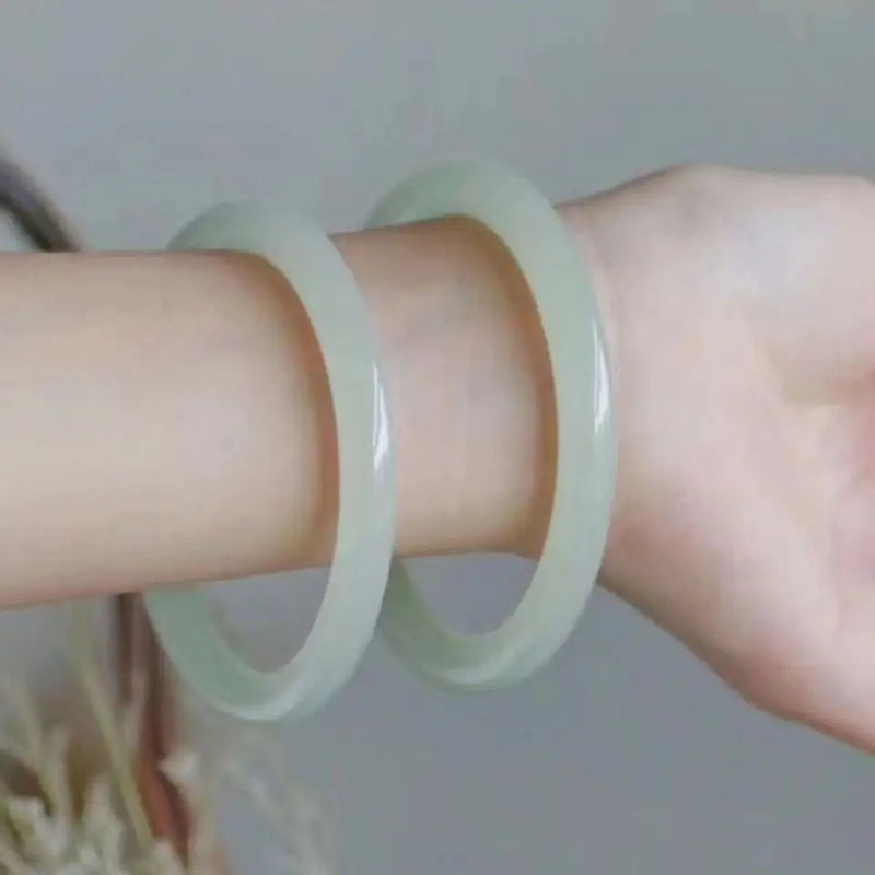 Natural Hetian Jade Bangle Cuff Bracelet Women's Jewelry
