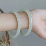 Natural Hetian Jade Bangle Cuff Bracelet Women's Jewelry