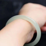 Natural Hetian Jade Bangle Cuff Bracelet Women's Jewelry