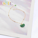 Hetian Jade Stainless Steel Ladies Anklet Bracelet Ruyi Lock