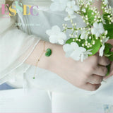 Hetian Jade Stainless Steel Ladies Anklet Bracelet Ruyi Lock