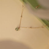 Hetian Jade Bead Pendant Necklace 14K Women Jewelry