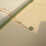 Hetian Jade Bead Pendant Necklace 14K Women Jewelry