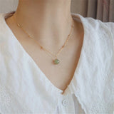 Hetian Jade Bead Pendant Necklace 14K Women Jewelry