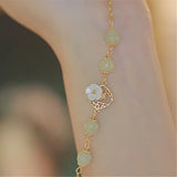 Natural Hetian Jade Beads Bracelet Flower Jewelry Romantic Gift