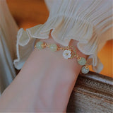 Natural Hetian Jade Beads Bracelet Flower Jewelry Romantic Gift