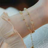 Natural Hetian Jade Beads Double Layer Chain Bracelet