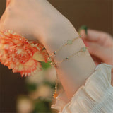 Natural Hetian Jade Beads Double Layer Chain Bracelet