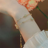 Natural Hetian Jade Beads Double Layer Chain Bracelet