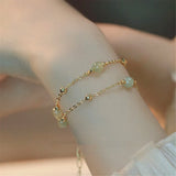 Natural Hetian Jade Beads Double Layer Chain Bracelet