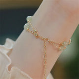 Natural Hetian Jade Beads Double Layer Chain Bracelet