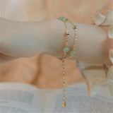 Natural Hetian Jade Beads Double Layer Chain Bracelet