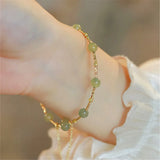 Hetian Jade Beads Bracelet Anti-lost Chain Bangle Romantic Female Jewelry Gift