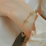 Hetian Jade Beads Bracelet Anti-lost Chain Bangle Romantic Female Jewelry Gift
