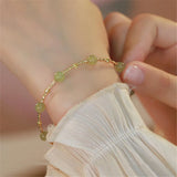 Hetian Jade Beads Bracelet Anti-lost Chain Bangle Romantic Female Jewelry Gift