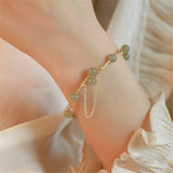 Hetian Jade Beads Bracelet Anti-lost Chain Bangle Romantic Female Jewelry Gift