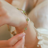 Hetian Jade Beads Bracelet Anti-lost Chain Bangle Romantic Female Jewelry Gift