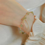 Hetian Jade Beads Bracelet Anti-lost Chain Bangle Romantic Female Jewelry Gift