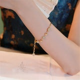 Natural Hetian Jade Beads Bracelet Butterfly Metal Accessories Female Ins Niche