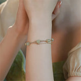 Natural Hetian Jade Beads Chain Bracelet Ins Niche Double Layered Women