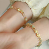 Natural Hetian Jade Beads Double Layered Bracelet Butterfly Accessory