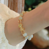 Natural Hetian Jade Beads Double Layered Bracelet Butterfly Accessory